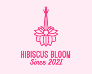 Pink Floral Guitar logo design