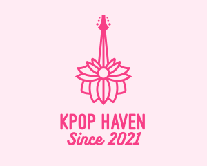 Pink Floral Guitar logo design