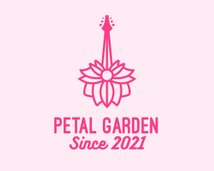 Pink Floral Guitar logo design