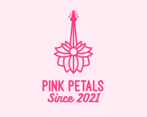 Pink Floral Guitar logo design