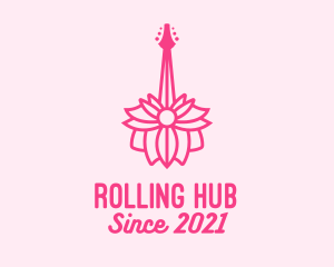 Pink Floral Guitar logo design