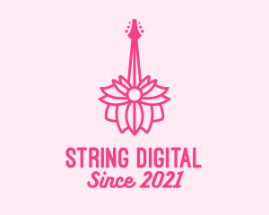 Pink Floral Guitar logo design