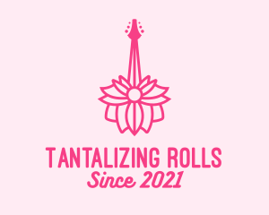 Pink Floral Guitar logo design