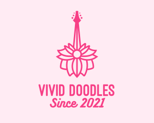 Pink Floral Guitar logo design