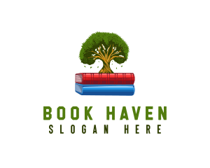 Learning Book Oak Tree logo design