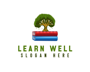 Learning Book Oak Tree logo design