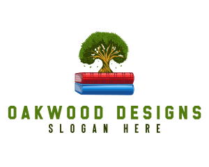 Learning Book Oak Tree logo design