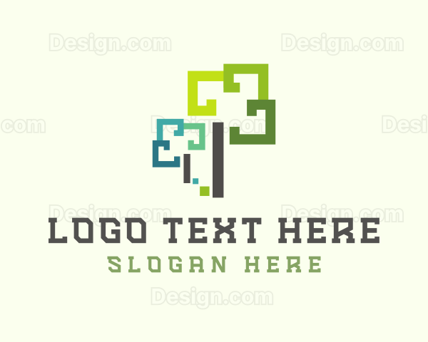 Pixelated Tree Tech Logo