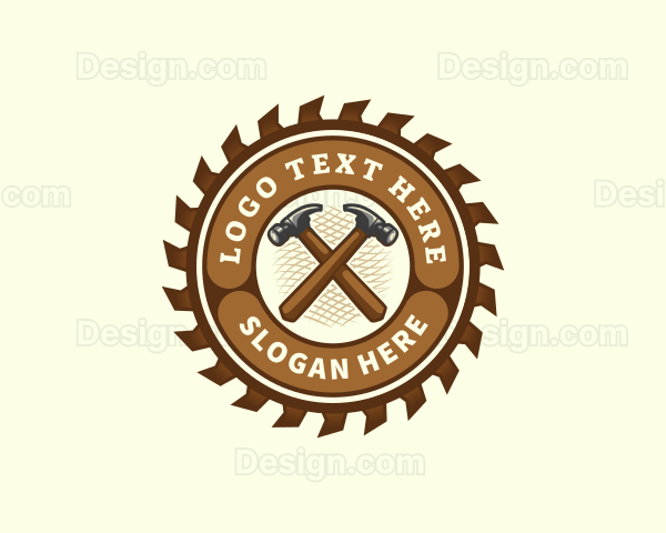 Saw Hammer Woodwork Logo