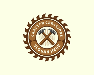 Saw Hammer Woodwork logo design