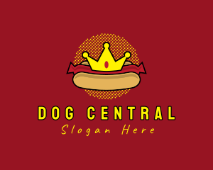 Retro Hot Dog Crown logo design