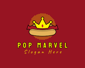 Retro Hot Dog Crown logo design