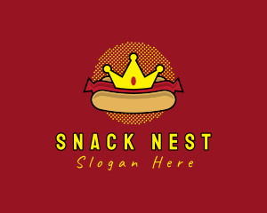 Retro Hot Dog Crown logo design