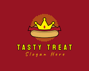 Retro Hot Dog Crown logo design