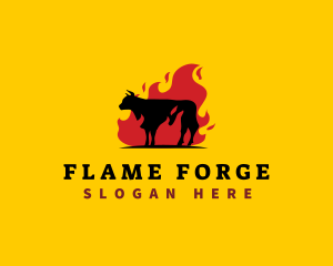 BBQ Steak Flame logo design