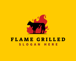 BBQ Steak Flame logo design