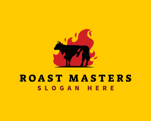 BBQ Steak Flame logo design