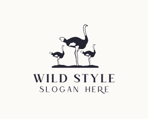 Wild Ostrich Bird logo design