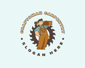 Cartoon Wood Carpenter logo design