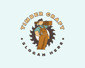 Cartoon Wood Carpenter logo design