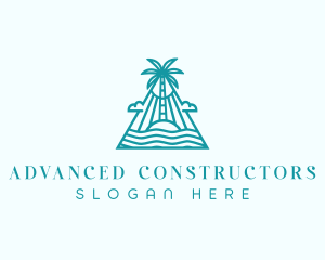 Tropical Island Palm Tree logo design