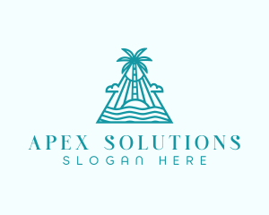 Tropical Island Palm Tree logo design