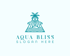 Tropical Island Palm Tree logo design