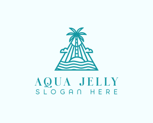 Tropical Island Palm Tree logo design