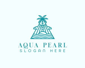 Tropical Island Palm Tree logo design