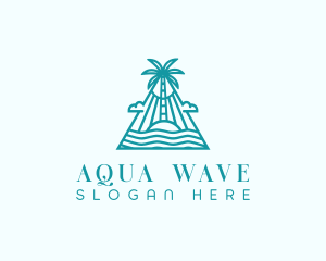 Tropical Island Palm Tree logo design