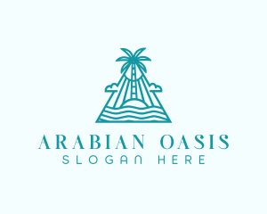 Tropical Island Palm Tree logo design