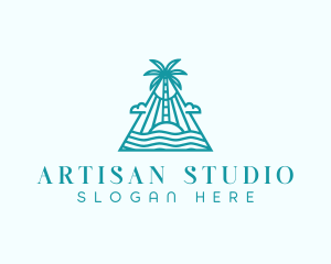 Tropical Island Palm Tree logo design