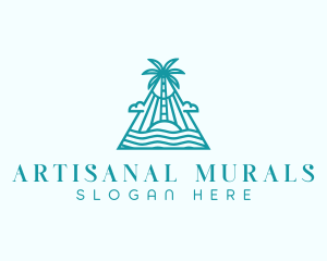 Tropical Island Palm Tree logo design