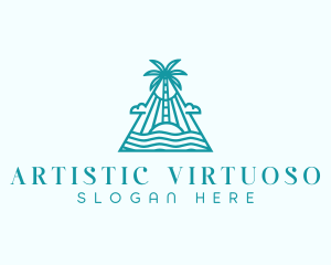 Tropical Island Palm Tree logo design