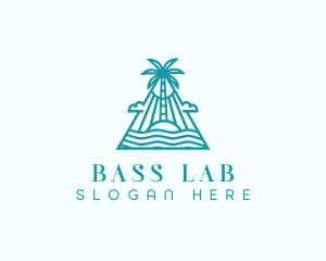 Tropical Island Palm Tree logo design