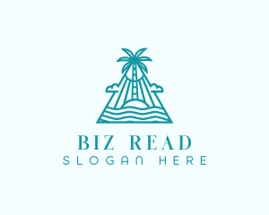 Tropical Island Palm Tree logo design