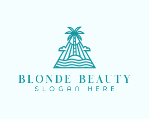 Tropical Island Palm Tree logo design