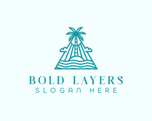 Tropical Island Palm Tree logo design