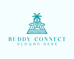 Tropical Island Palm Tree logo design