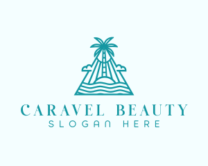 Tropical Island Palm Tree logo design