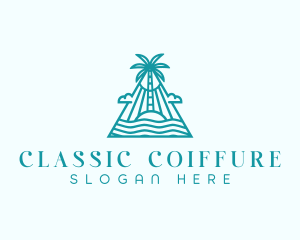 Tropical Island Palm Tree logo design