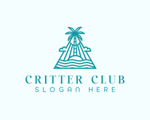 Tropical Island Palm Tree logo design