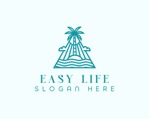 Tropical Island Palm Tree logo design