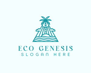 Tropical Island Palm Tree logo design