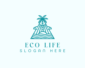 Tropical Island Palm Tree logo design