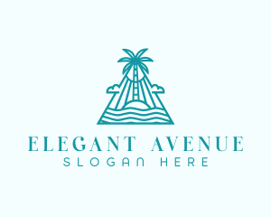 Tropical Island Palm Tree logo design