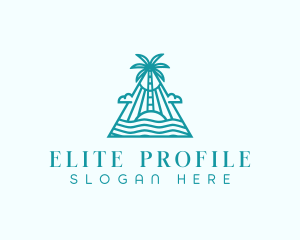 Tropical Island Palm Tree logo design