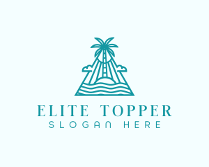 Tropical Island Palm Tree logo design