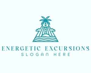 Tropical Island Palm Tree logo design