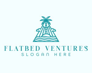 Tropical Island Palm Tree logo design